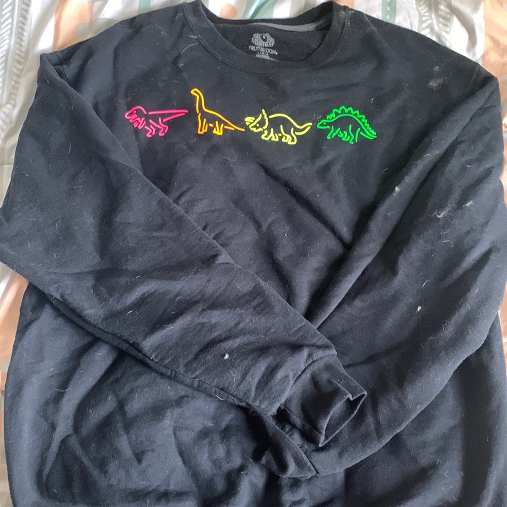 Custom neon dinosaur dark blue sweater